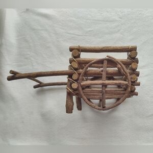 Twig Wooden Cart Wagon Organizer Decor or Planter Primitive Rustic Country Farm